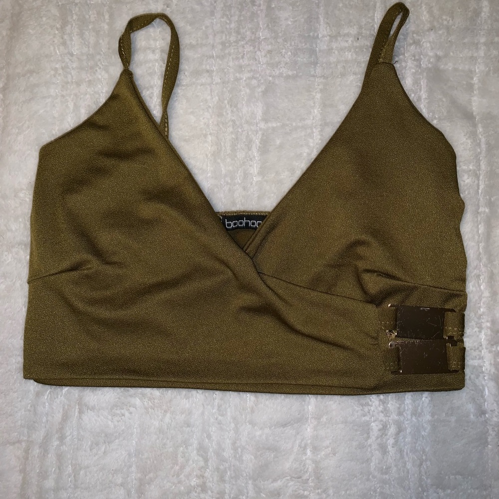 Two piece olive green and gold set